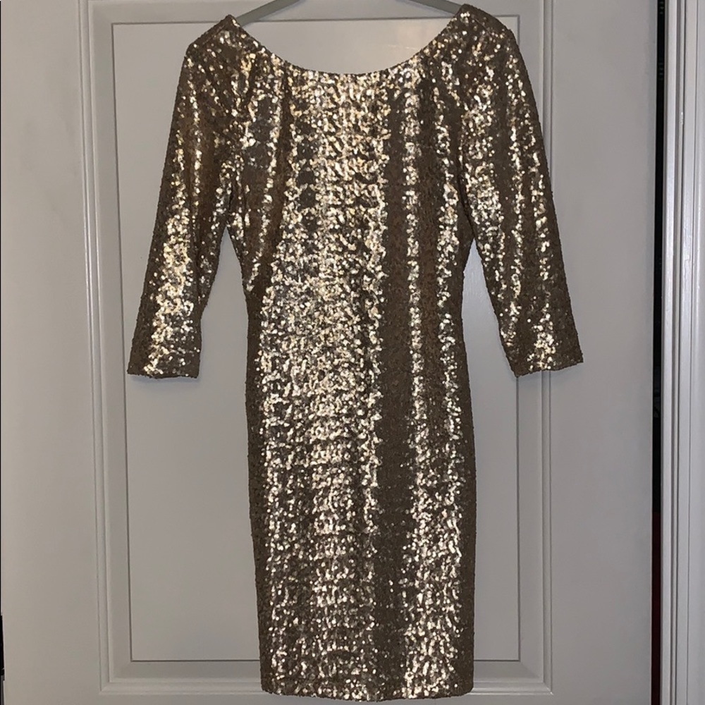 Gold sequin cocktail dress